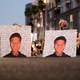 People gather at a candlelight vigil to demand justice for Elijah McClain on the one year anniversary of his death at The Laugh Factory on August 24, 2020 in West Hollywood, California.